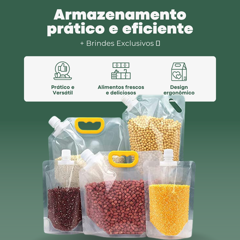 Sacos Potes Premium Armazenador de Alimentos Reutilizáveis