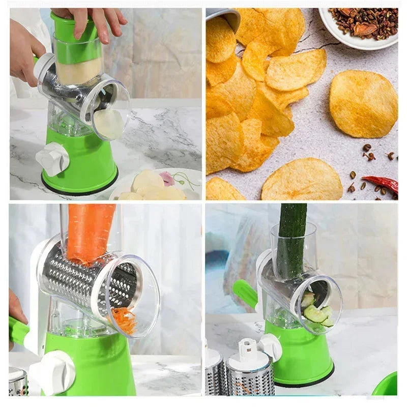 Multifuncional Tambor Cortador de Legumes Cortador de Batatas Manual Moedor de Legumes Prensado Cortador de Alho Descascado